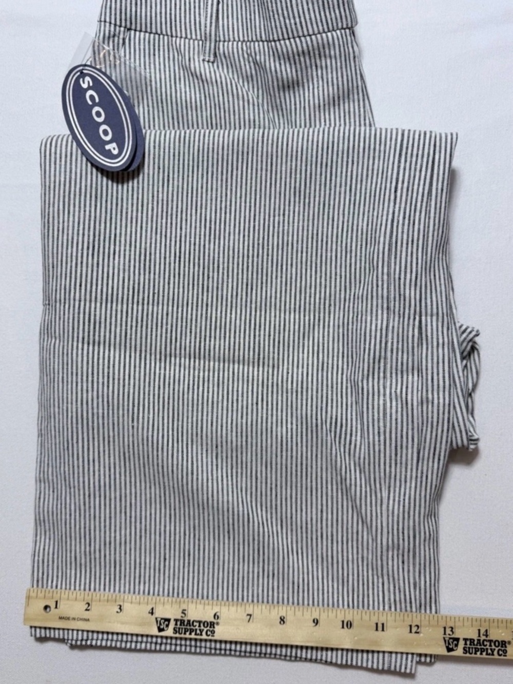 Scoop Linen Blend Wide Leg Pants Size 2 Pinstripe Lightweight Coastal Summer NWT - Picture 10 of 10